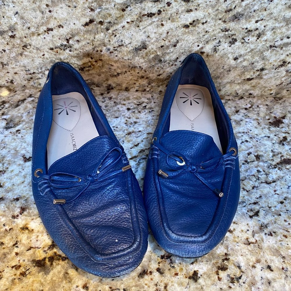 Isaac Mizrahi Blue Leather Moccasins Size 8 1/2W Style Imanabell